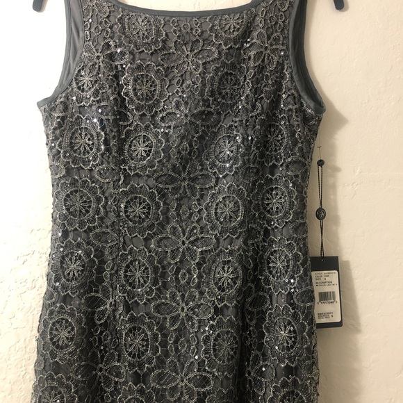 Adrianna Papell Metallic Lace with Sequins - Picture 3 of 10